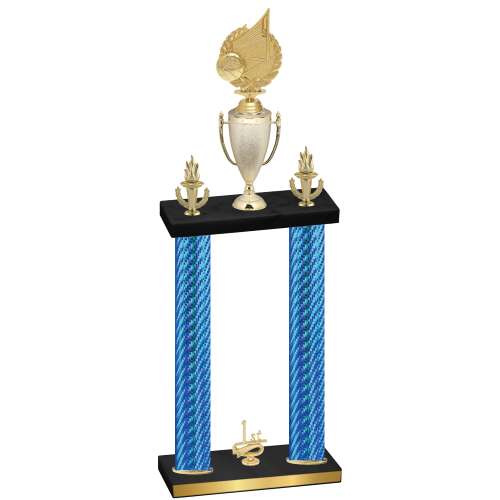 Double Blue Carbon Fiber First Place Volleyball Trophy
