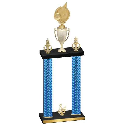 Double Blue Carbon Fiber Third Place Volleyball Trophy