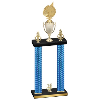 Double Blue Carbon Fiber Year Volleyball Trophy