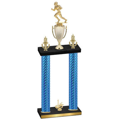 Double Blue Carbon Fiber First Place Football Trophy