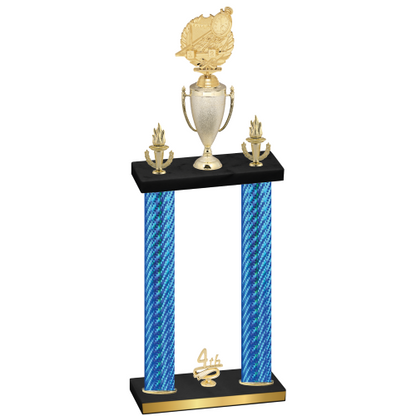 Double Blue Carbon Fiber Fourth Place Swimming Trophy