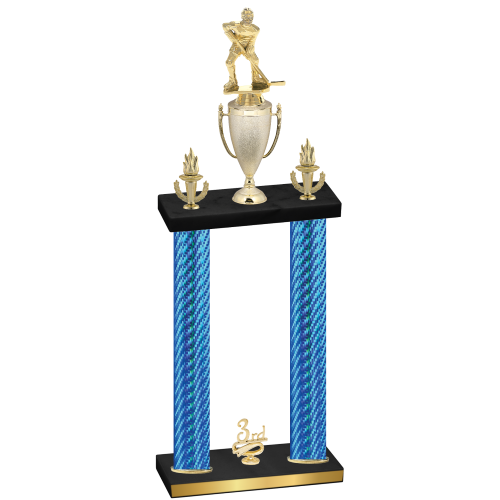 Double Blue Carbon Fiber Third Place Hockey Trophy