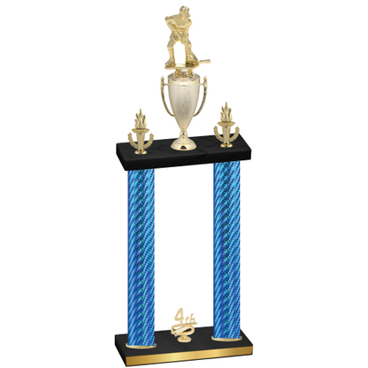 Double Blue Carbon Fiber Fourth Place Hockey Trophy