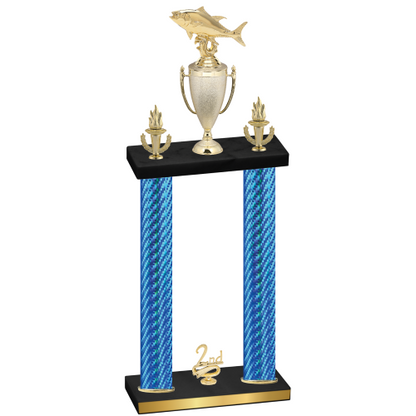 Double Blue Carbon Fiber Second Place Fishing Trophy