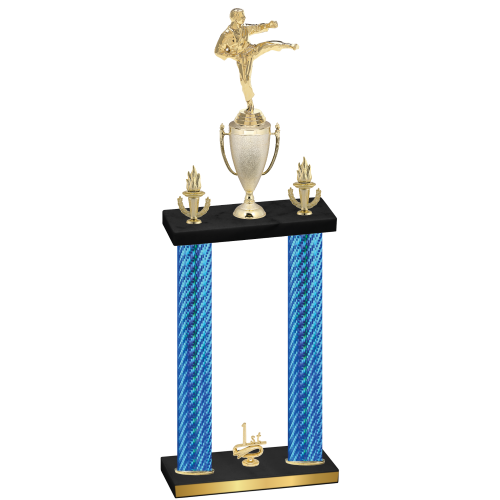 Double Blue Carbon Fiber First Place Karate Trophy