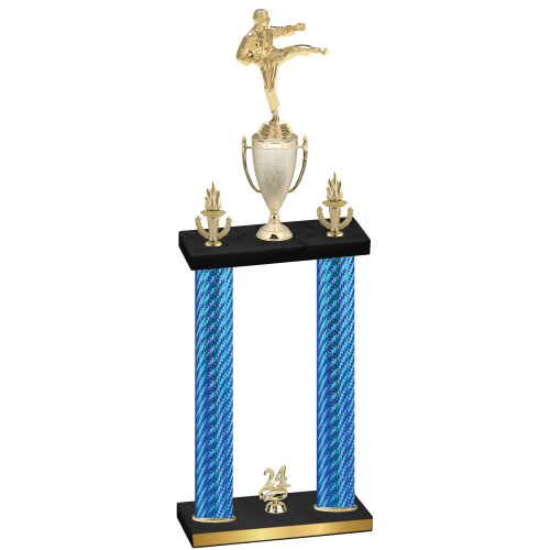 Double Blue Carbon Fiber Year Karate Trophy