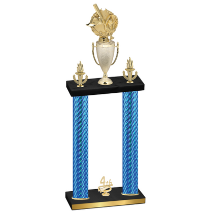 Double Blue Carbon Fiber Fourth Place Baseball Trophy