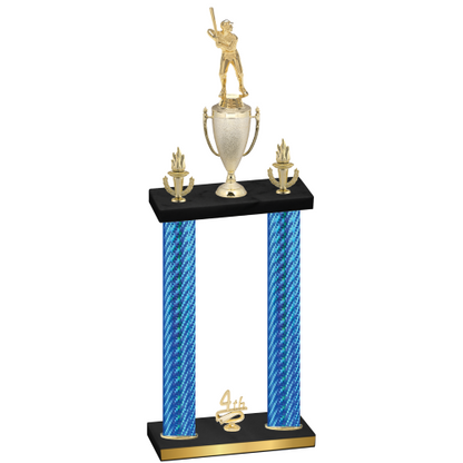 Double Blue Carbon Fiber Fourth Place Baseball Trophy
