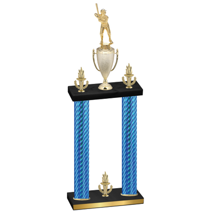 Double Blue Carbon Fiber Victory Baseball Trophy