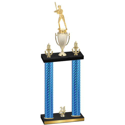 Double Blue Carbon Fiber Year Softball Trophy