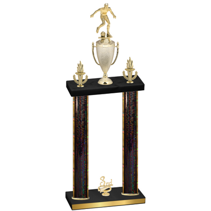 Double Black Glacier Third Place Soccer Trophy
