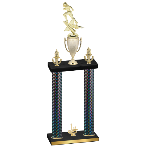 Double Black Carbon Fiber First Place Football Trophy