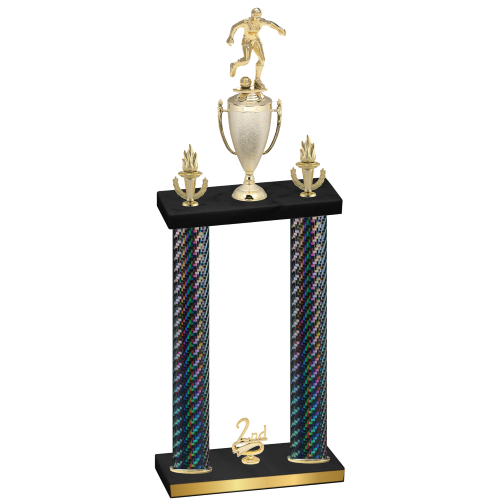 Double Black Carbon Fiber Second Place Soccer Trophy