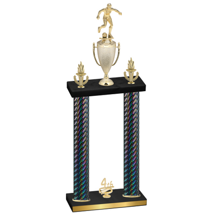Double Black Carbon Fiber Fourth Place Soccer Trophy