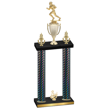 Double Black Carbon Fiber Third Place Football Trophy