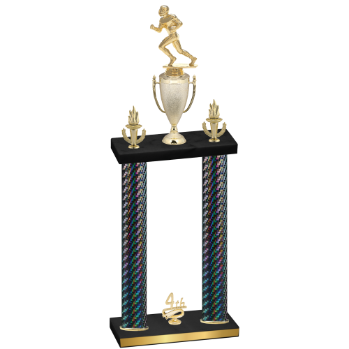 Double Black Carbon Fiber Fourth Place Football Trophy