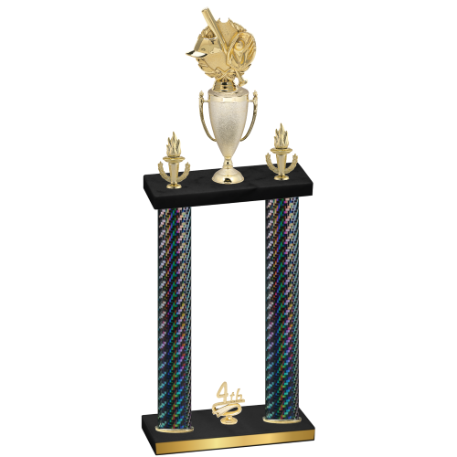 Double Black Carbon Fiber Fourth Place Baseball Trophy