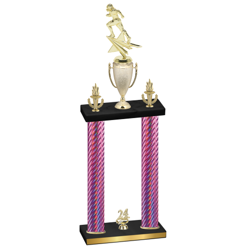 Double Pink Carbon Fiber Year Football Trophy