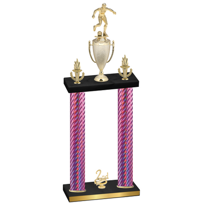 Double Pink Carbon Fiber Second Place Soccer Trophy