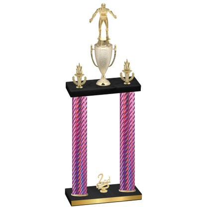 Double Pink Carbon Fiber Second Place Wrestling Trophy
