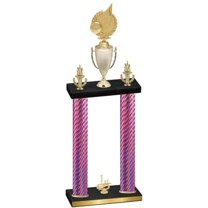 Double Pink Carbon Fiber First Place Volleyball Trophy