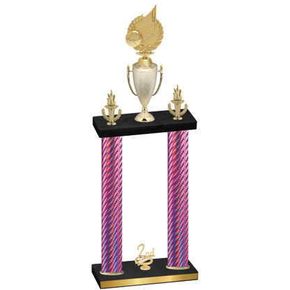 Double Pink Carbon Fiber Second Place Volleyball Trophy