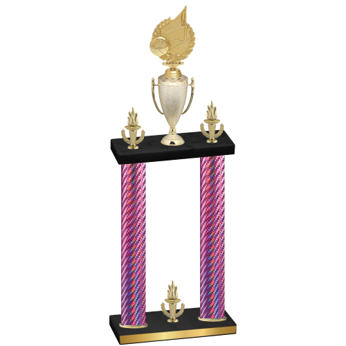 Double Pink Carbon Fiber Victory Volleyball Trophy