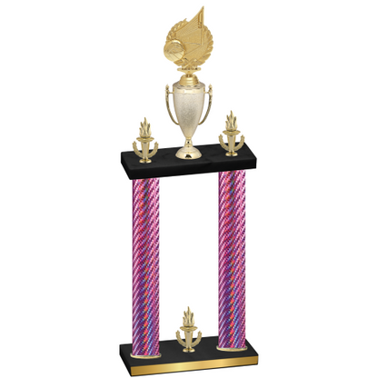 Double Pink Carbon Fiber Victory Volleyball Trophy