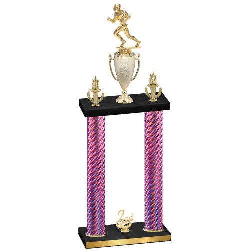 Double Pink Carbon Fiber Second Place Football Trophy