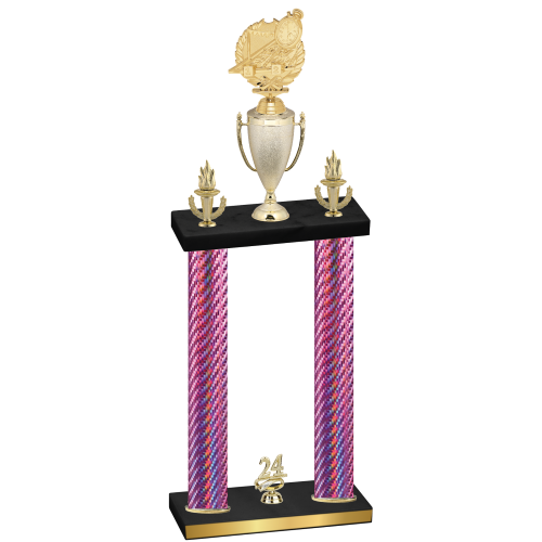Double Pink Carbon Fiber Year Swimming Trophy