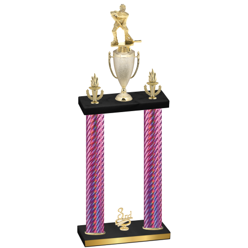 Double Pink Carbon Fiber Third Place Hockey Trophy