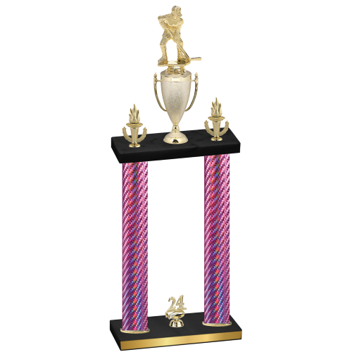 Double Pink Carbon Fiber Year Hockey Trophy