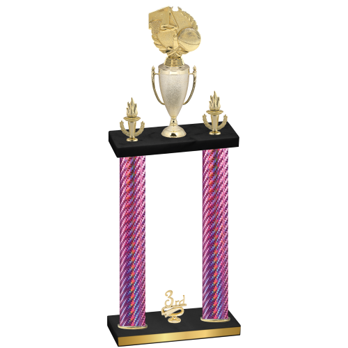 Double Pink Carbon Fiber Third Place Basketball Trophy