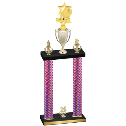 Double Pink Carbon Fiber Year Pickleball Trophy