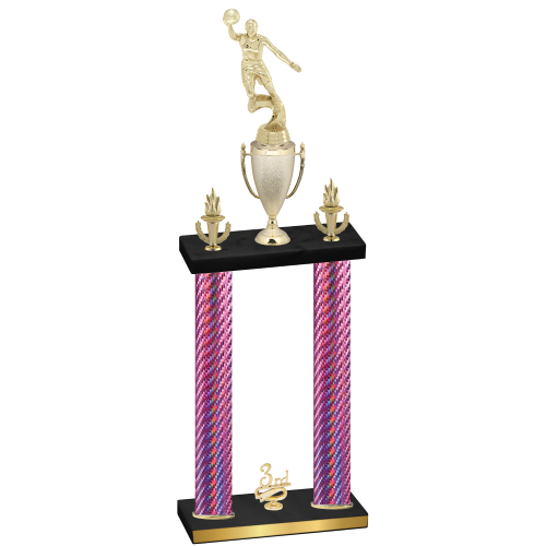 Double Pink Carbon Fiber Third Place Basketball Trophy