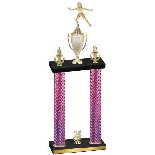 Double Pink Carbon Fiber Year Skater Trophy