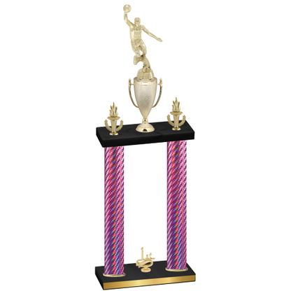 Double Pink Carbon Fiber First Place Basketball Trophy