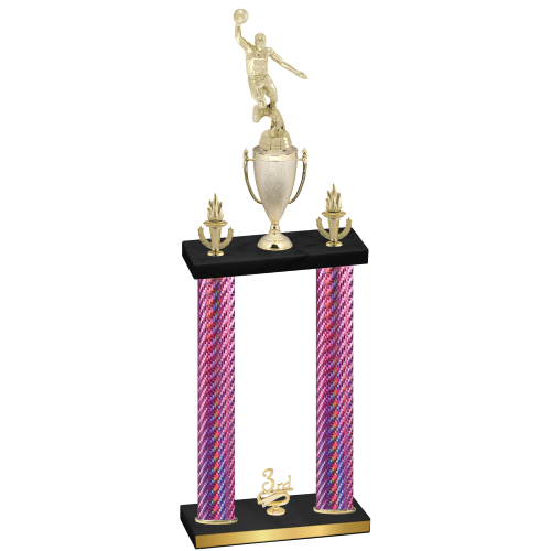 Double Pink Carbon Fiber Third Place Basketball Trophy