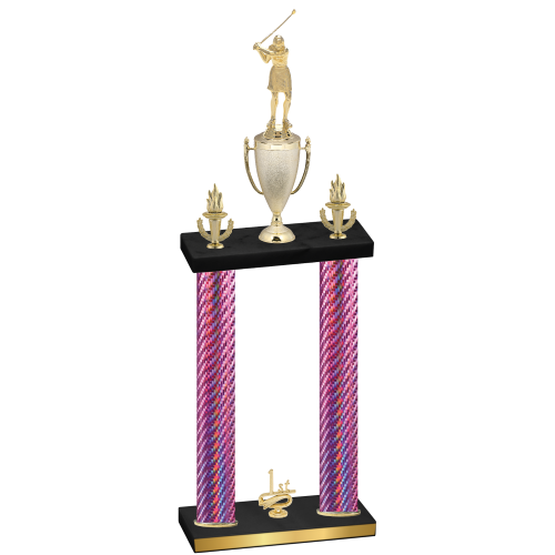 Double Pink Carbon Fiber First Place Golf Trophy