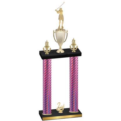 Double Pink Carbon Fiber Second Place Golf Trophy