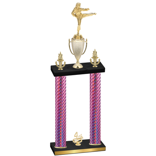 Double Pink Carbon Fiber Fourth Place Karate Trophy