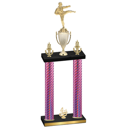 Double Pink Carbon Fiber Fourth Place Karate Trophy