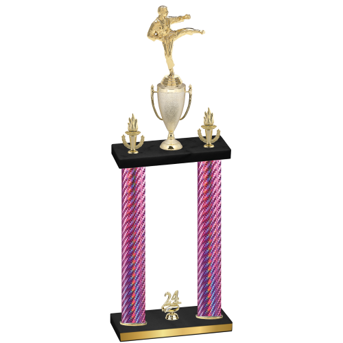 Double Pink Carbon Fiber Year Karate Trophy