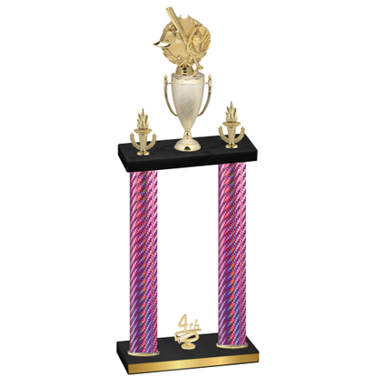 Double Pink Carbon Fiber Fourth Place Baseball Trophy