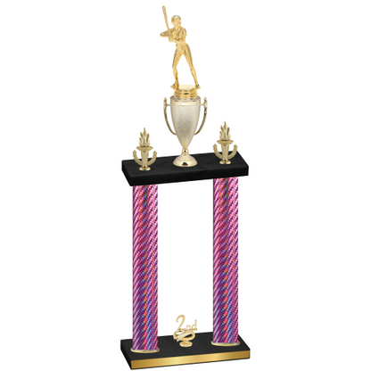 Double Pink Carbon Fiber Second Place Softball Trophy