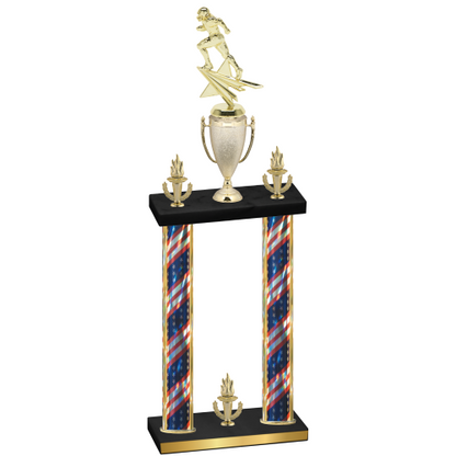 Double Flag USA Victory Football Trophy