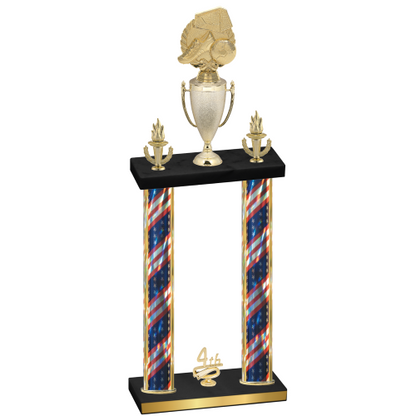 Double Flag USA Fourth Place Soccer Trophy