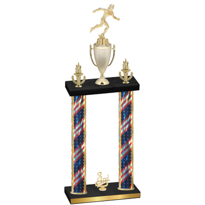 Double Flag USA Third Place Running Trophy