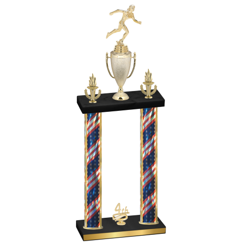 Double Flag USA Fourth Place Running Trophy