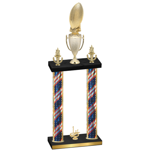 Double Flag USA First Place Football Trophy
